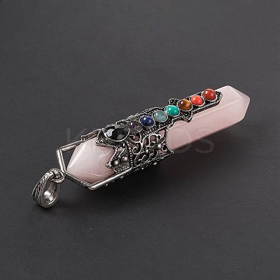 Natural Rose Quartz Big Pointed Pendants G-H281-02H-1