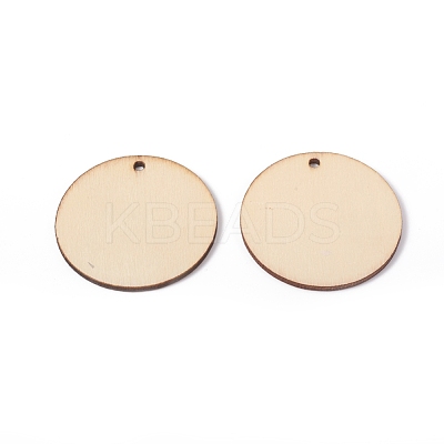 Unfinished Natural Poplar Wood Pendants WOOD-E010-06B-1