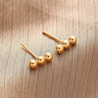 201 Stainless Steel Beaded Horizontal Bar Stud Earrings with 316 Stainless Steel Pin for Women STAS-K238-01G-1