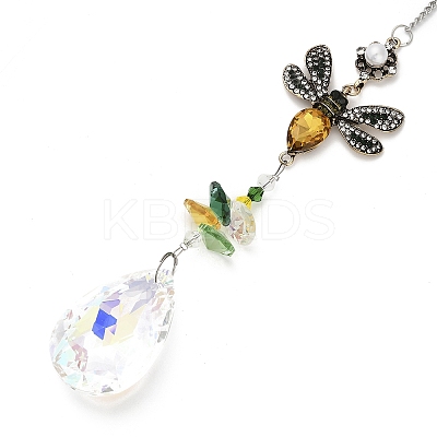 Crystal and Alloy Rhinestones Steel Wire Pendant Decorations HJEW-R050-03AGP-1