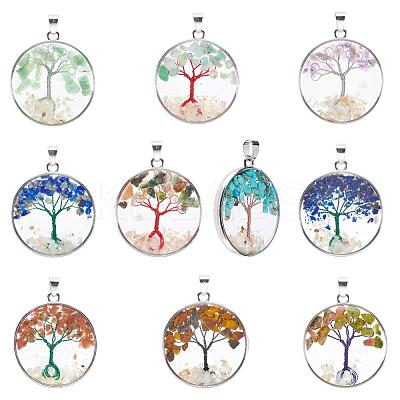 10Pcs 10 Style Mixed Gemstone Pendants G-PH0019-19-1
