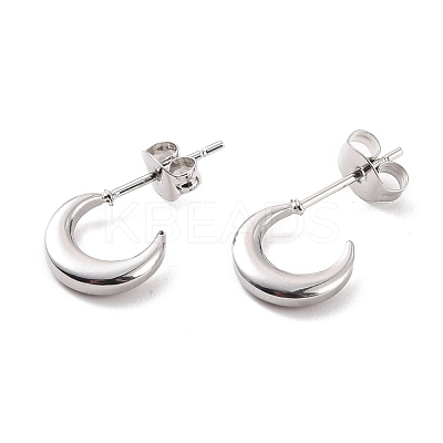 Non-Tarnish 304 Stainless Steel Crescent Moon Stud Earrings for Women EJEW-F280-05A-P-1