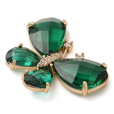 Rack Plating Brass Clear Cubic Zirconia Pendants KK-N255-11G-06-RS-1