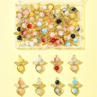40Pcs 8 Colors Golden Alloy Glass Pendants PALLOY-FS00025-1