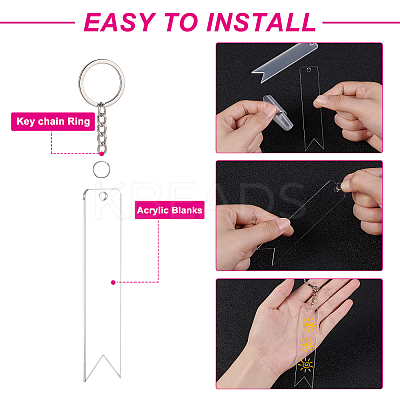 DIY Vertical Flag Acrylic Blank Pendant Keychain Making Kits DIY-BC0001-64B-1