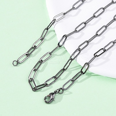 Brass Paperclip Chains Necklaces for Women NJEW-D302-69B-1