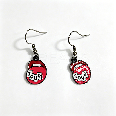 Gothic Alloy Red Enamel Dangle Earrings WGCC792-03-1