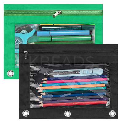 2Pcs 2 Colors Oxford Cloth with Alloy Pen Cases for 3-Ring Binder AJEW-CP0007-98-1