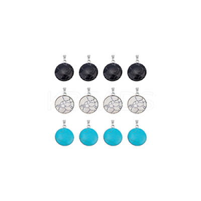 12Pcs 3 Colors Synthetic Turquoise Pendants STAS-UN0039-61-1