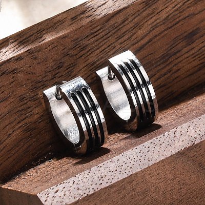 304 Stainless Steel with Enamel Hoop Earrings EJEW-M001-21B-P-1