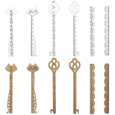 12Pcs 6 Style Tibetan Style Alloy Rulers FIND-SC0006-92-1