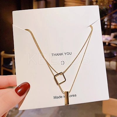 316 Surgical Stainless Steel Double Layer Column & Square Pendant Necklaces LS-NJEW-P324-04G-1