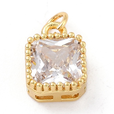 Real 18K Gold Plated Brass Inlaid Cubic Zirconia Charms ZIRC-L100-073G-07-1