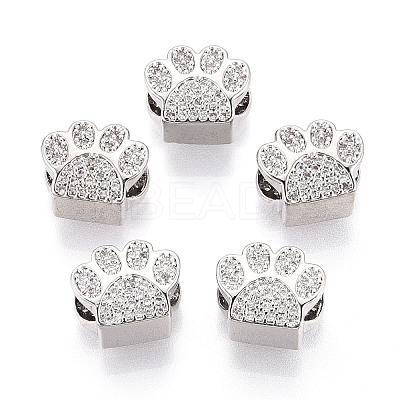 Brass Micro Pave Cubic Zirconia European Beads LS-ZIRC-T002-101-1