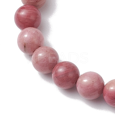 8mm Round Natural Quartz Crystal & Rhodochrosite Beaded Stretch Bracelets for Women BJEW-JB10700-1
