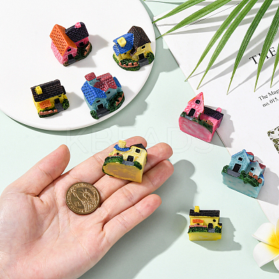 8Pcs 4 Styles Resin Villa House Figurines Display Decorations DJEW-SP0001-18-1
