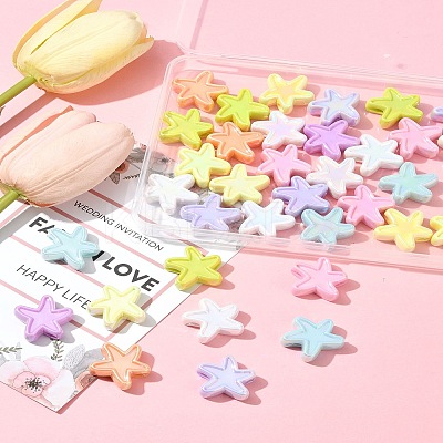 40Pcs UV Plating Opaque Acrylic Beads OACR-FS0002-26-1