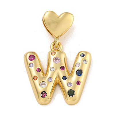 Brass Micro Pave Colorful Cubic Zirconia Pendants KK-P281-01G-W-1