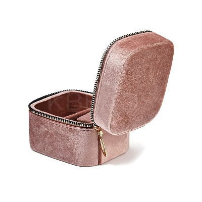 Mini Rectangle Velvet Jewelry Storage Zipper Boxes with Mirror Inside CON-Z009-04C-1