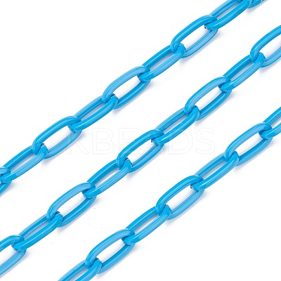 3.28 Feet Eco-friendly Spray Painted Handmade Brass Paperclip Chains X-KK-J276-19-P11-1