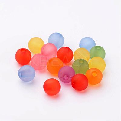 Mixed Color Frosted Round Shaped Transparent Acrylic Beads X-PL582M-1