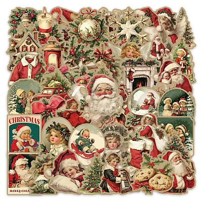 50Pcs Christmas PVC Waterproof Stickers PW-WG14AFA-01-1