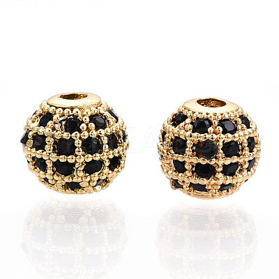 Rack Plating Brass Cubic Zirconia Beads ZIRC-S001-8mm-B02-1