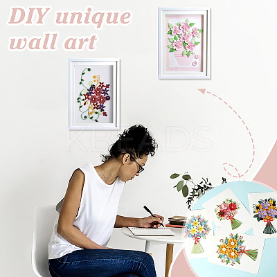 Flower/Bird Pattern Cardboard DIY Paper Quilling Tools Drawings Sample Cards DIY-GA0006-36-1