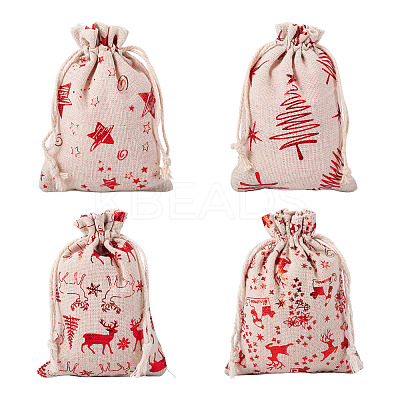 20Pcs 4 Styles Christmas Theme Cotton Fabric Cloth Bags ABAG-TA0002-04A-1