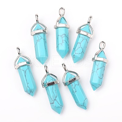 Bullet Dyed Synthetic Turquoise Pointed Pendants X-G-F295-03A-1