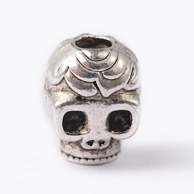Skull Tibetan Style Alloy Beads PALLOY-ZN-61091-RS-1
