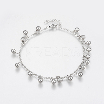 Tarnish Resistant 304 Stainless Steel Anklets AJEW-G016-02P-1