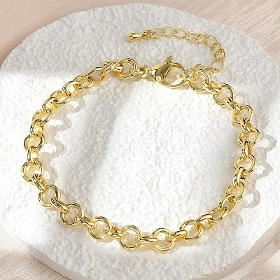 Brass Ring Link Chain Bracelets for Women Men X-BJEW-K273-09G-1