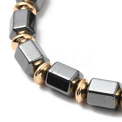 Synthetic Non-Magnetic Hematite Column Beaded Stretch Bracelets BJEW-E080-04B-1