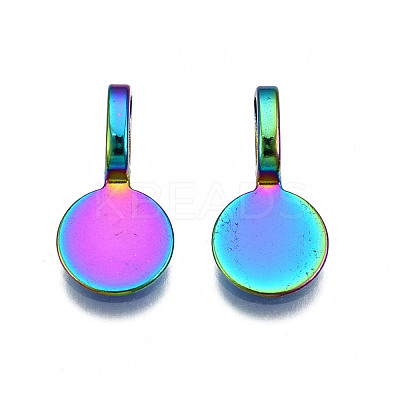 Rainbow Color Alloy Glue-on Flat Pad Bails for Pendant Making PALLOY-N163-099-NR-1