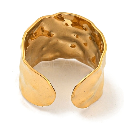 Ion Plating(IP) 304 Stainless Steel Hammered Open Cuff Ring RJEW-A043-08G-1