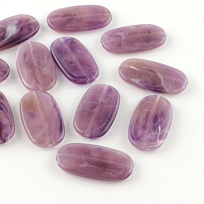 Oval Imitation Gemstone Acrylic Beads X-OACR-R048-M-1