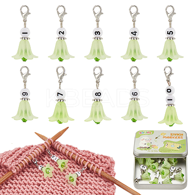 10Pcs 10 Styles Acrylic Pendant Stitch Markers HJEW-AB00748-1