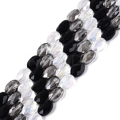 Electroplate Imitation Jade & Opaque & Transparent Glass Beads Strands EGLA-Q135-8x11MM-01E-1