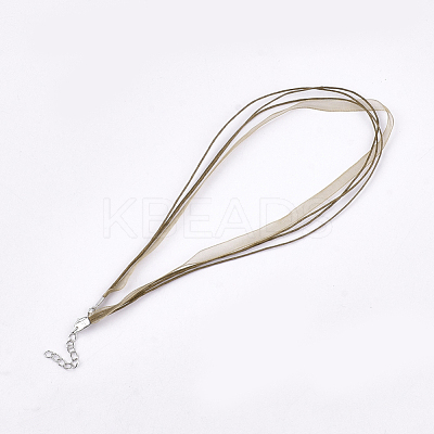 Waxed Cord and Organza Ribbon Necklace Making NCOR-T002-290-1