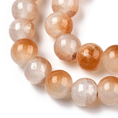 Crackle Baking Paint Imitation Jade Glass Beads Strands DGLA-T003-8mm-08-1