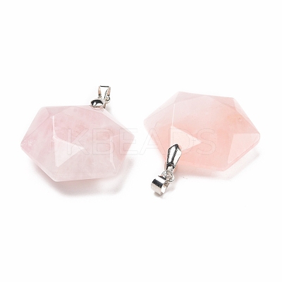 Natural Rose Quartz Pendants G-C241-02E-1