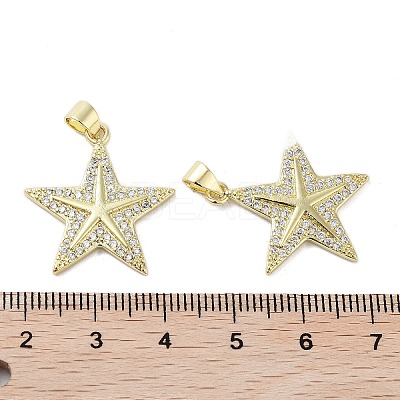Rack Plating Star Brass Micro Pave Cubic Zirconia Pendants KK-E102-11G-1