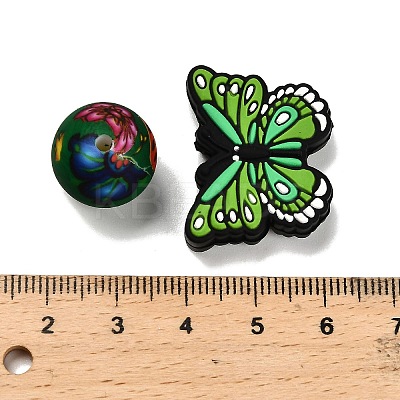 25Pcs Butterfly & Round Silicone Focal Beads SIL-L005-02C-1
