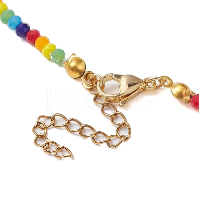 6 Solid Colors Glass Beaded Necklaces NJEW-JN04900-1