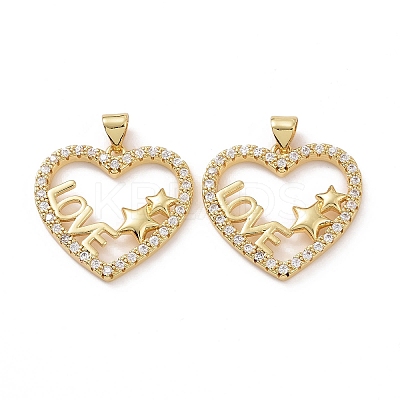 Brass Cubic Zirconia Pendants KK-G453-01G-02-1