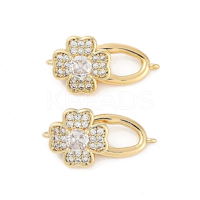 Brass Micro Pave Clear Cubic Zirconia Fold Over Clasps KK-U043-20G-1