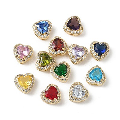 Brass Birthstone Beads KK-D372-01G-1
