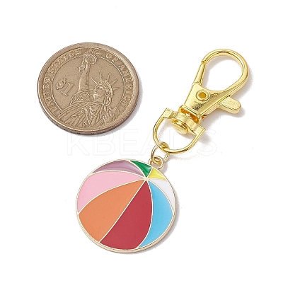 Sports Ball Alloy Enamel Pendant Decoration HJEW-JM02006-1