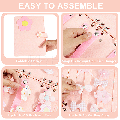 Felt Loose-leaf Hair Tie Storage Book FIND-WH0139-934-1